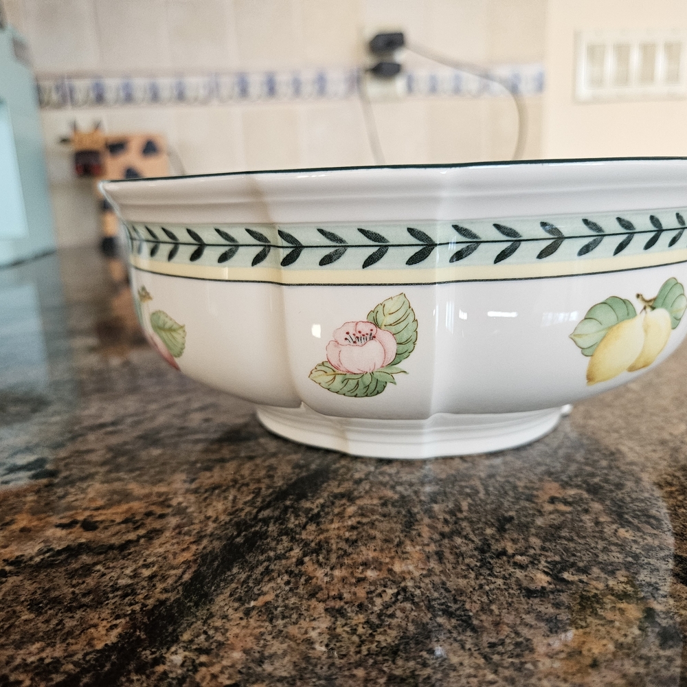 Villeroy & Boch Floral Bowl with Green and Yellow Accents